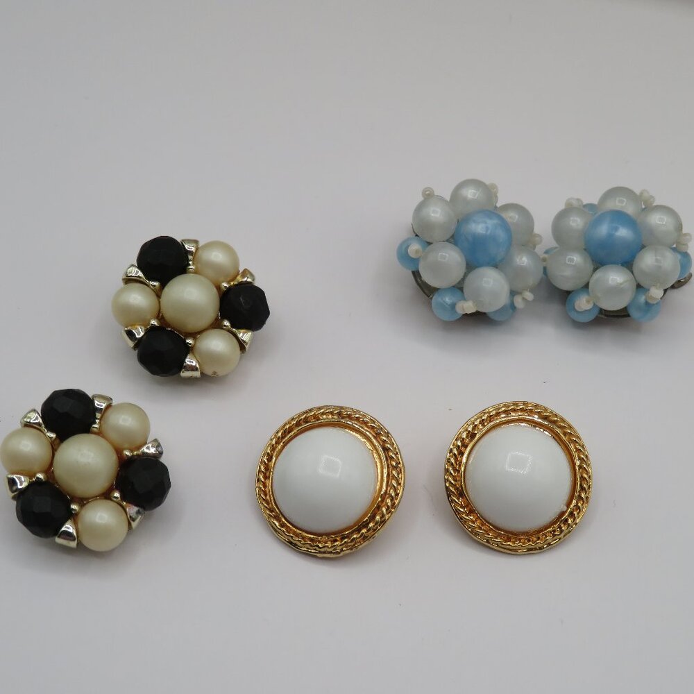 Vintage Clip-on Earrings 3 Pairs One Pair Made in Germany